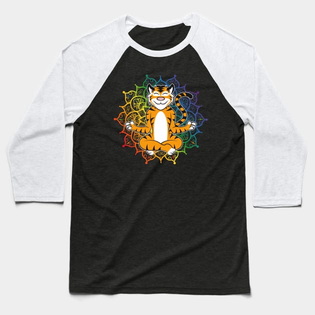 Tiger Mandala Africa Yoga Rastafarian Baseball T-Shirt by QQdesigns